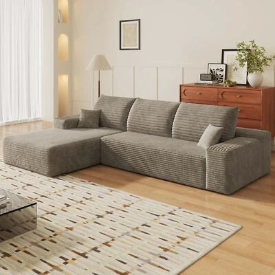 Sofá nube seccional en forma de L de 107" con chaise orientado a la izquierda sofá deshuesado de felpa Foto 1 de 4