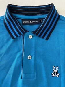NWOT Psycho Bunny Pima Cotton Short Sleeve Blue Polo Shirt Boys Size L (14-16) - Picture 1 of 8