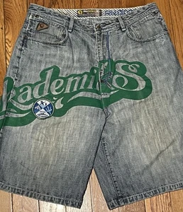 Pantaloncini jeans VINTAGE Akademiks con toppa 0100-964 USS Akdmks uomo taglia 36 - Foto 1 di 5