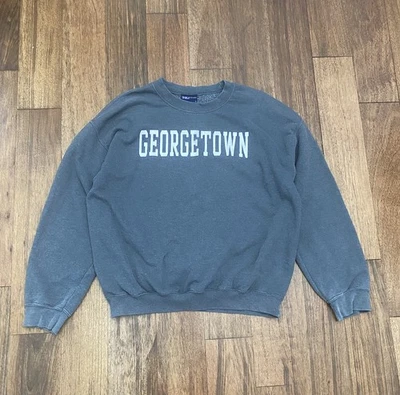 Sudadera DE COLECCIÓN de la Universidad de Georgetown para Hombres Lg Gris Gráfico Cuello Redondo Pullover Foto 1 de 4