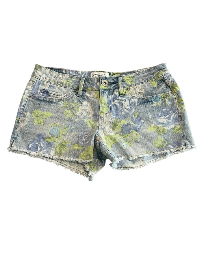 Pantalones cortos de mezclilla florales Aeropostale para mujer talla 1/2 azul corte 2,5 pulgadas entrepierna Foto 1 de 4