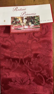 RED Christmas Poinsettia Rectangular Tablecloth 52” x 70” NEW - Picture 1 of 3