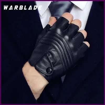 WarBLade 2025 High Quality Style Mens Leather Driving Gloves Fitness Half Finger - Image 1 of 4