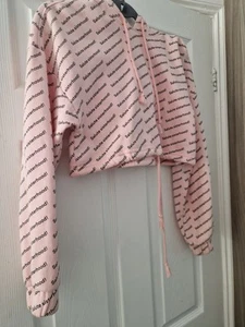 MONKL 'Salute Sisterhood' cropped Pink Hoodie - Xxs - 160/76A - Picture 1 of 13