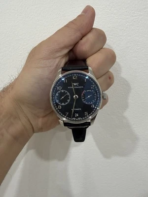 IWC Portuguese Auto 7-Day Power Reserve chrono black watch Steel IW500109 paper - Image 1 of 4