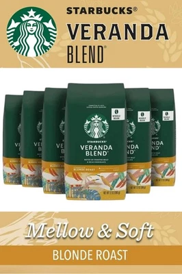 6 pk Starbucks Veranda Whole Bean Blonde Roast Arabica 12oz Coffee EXP: 02/25