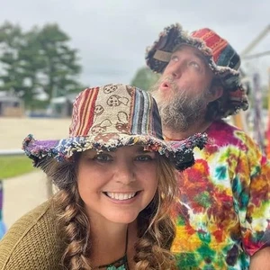 with Hidden Multicolored Mushroom Hemp Hat Bucket Hat PocketPatchworks Hats - Picture 1 of 6