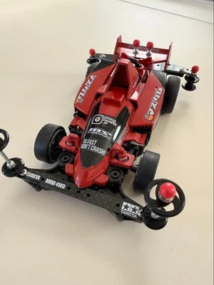 Pneus durs Tamiya Mini 4WD Shooting Star 4WD 132 échelle rouge noir d'occasion - Photo 1/4