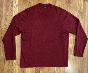 Brooks Brothers 346 Men’s Merino Wool Sweater XL Crewneck Dark Red Heathered - Picture 1 of 9