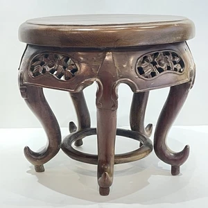 Vintage Ornate Carved Walnut Asian Wooden Stand 9.5”x 9.5” - Picture 1 of 19
