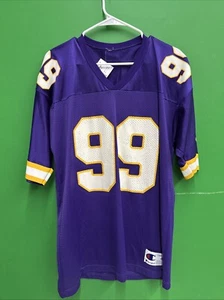 VTG NFL Minnesota Vikings #99 Chris Hovan Champion Purple SZ 44 L Jersey (Flaws) - Picture 1 of 8