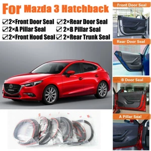 Rubber Seal Strips Weather Draft Wind Noise Reduction Kit For Mazda 3 Hatchback - Picture 1 of 12