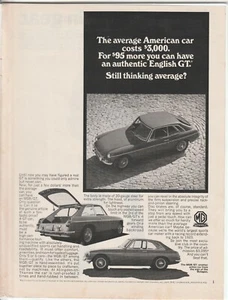 Original 1967 MGB/GT Zeitschriftenanzeige "...denkt immer noch durchschnittlich" - Bild 1 von 1