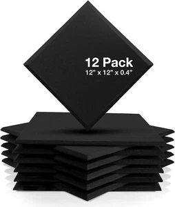 12 Acoustic Foam Panels Studio Noise Absorbing Sound Proof Insulation Wall Tiles - Picture 1 of 12