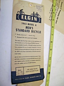 1945 Elgin Mens Standard Bicycles Bike Vintage Paperwork. - Picture 1 of 4