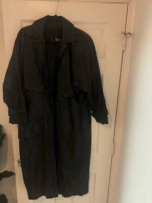 Avanti Coat Trench Black Leather Size XS Women's Vintage  - Image 1 of 4