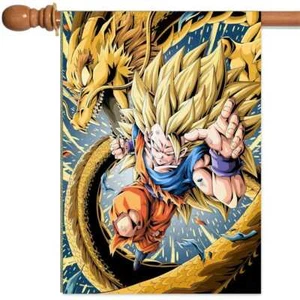 Goku Figure Super Saiyan 3 Dragon Anime Banner Flag Poster Outdoor Indoor Garden - Picture 1 of 7