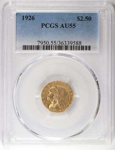 1926 $2.50 Dollar Gold Indian Quarter Eagle Pre-1933 US Gold PCGS AU55 Cover