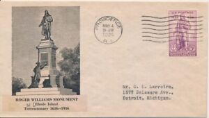 #777 Rhode Island Tercentenary Unknown cachet First Day cover Label on back