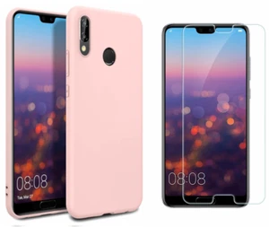 Coque Souple Silicone Pour Huawei P30 Pro Rose + Verre Trempé Incurvé Anti choc - Photo 1 sur 3