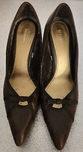Merona Heel Brown With Bow Leather Pump Size 10