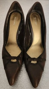 Merona High Heel Brown With Bow Accent Leather Pump Size 10 - Picture 1 of 6