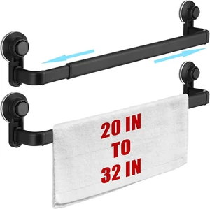 2 Pcs Extendable Suction Cup Towel Bar for Bathroom 20-32 Inches Towel Rack Show - Picture 1 of 6