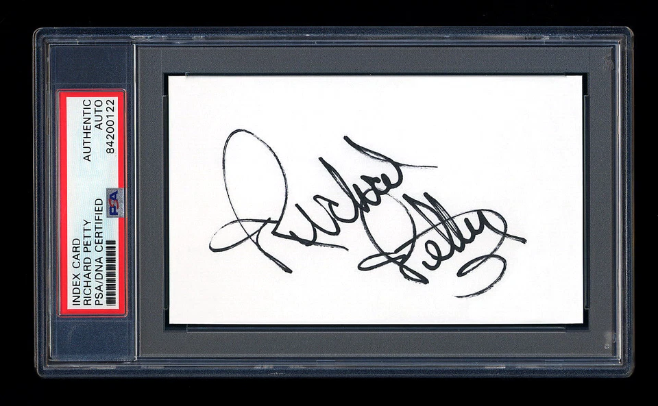 RICHARD PETTY SIGNED INDEX CARD MINT PSA/DNA SLABBED AUTOGRAPHED NASCAR HOF - Image 1 of 1