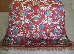 19C. ANTIQUE HANDMADE TABLECLOTH COVER RUG CARPET SILK - Picture 1 of 13