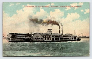 Steamer City Cincinnati Dampfschiff Louisville KY Fred Mason Pearl Poe Postkarte P9 - Bild 1 von 2