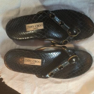Jimmy Choo thong sandals navy blue size 37 - Picture 1 of 7