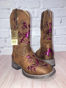 Roper Lola Western Boots, Vintage Brown, Vamp & Shaft, 11 Little Kid - Picture 1 of 8