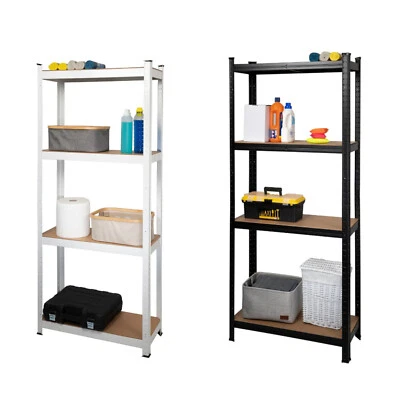 Scaffale 4 o 5 Ripiani Metallo e Legno 173x75 cm Carichi Pesanti bianco nero - Immagine 1 di 4