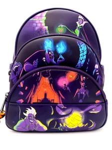 Mini zaino Disney Loungefly Villains Glow In The Dark con etichette - Foto 1 di 20