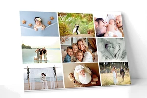 Personalisierte Leinwand Foto Bild Collage gerahmter Druck Familie A0 A1 A2 A3 A4 - Bild 1 von 12