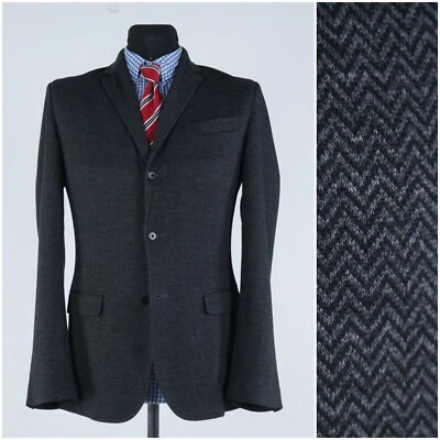 Mens BANANA REPUBLIC Blazer 36R UK Size Herringbone Grey Sport Coat Jacket - Image 1 of 4