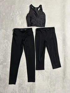 Girls Old Navy active black gray Leggings capris sports bra size medium 8 - Picture 1 of 9