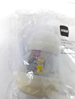 Nuevo biberón anticólicos Mam 4,5 oz blanco transparente + chupete de arranque 0+ Foto 1 de 4