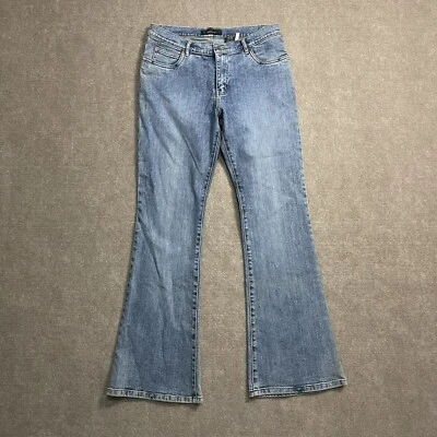 Pantalones de mezclilla Arden B para mujer 30 azul corte boot tiro alto ajustados pierna acampanada bigotes Foto 1 de 4