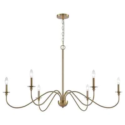 Kira Home Archer 47" 6-Light Large Modern Chandelier Curved Arms, Adjustable