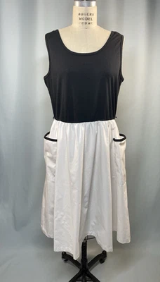 Vestido Vintage KELLI KAYE TALLA EXTRA GRANDE XL Negro Blanco Bolsillos Años 80 90 Tejido Foto 1 de 4