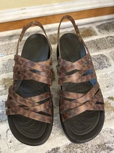 Crocs Brooklyn Literide Tortoise Strappy Low Wedge Sandal Women’s Size 11 - Picture 1 of 7