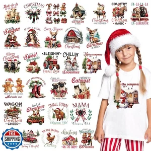 30Pcs Vintage Christmas Dtf Transfers Ready to Press Merry Christmas Iron on  - Picture 1 of 5