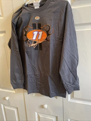 Camiseta Vintage Denny Hamlin #11 NASCAR Preta Cinza Manga Longa Média Chase - Imagem 1 de 4