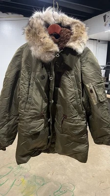 N-3B Extreme Cold Weather Parka Jacket Vintage Military Type, Green, Size Xl  - Image 1 of 4