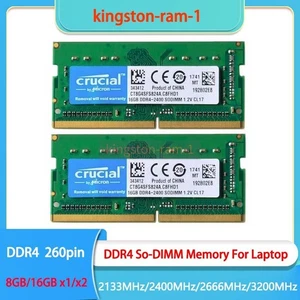 Crucial 8GB 16GB DDR4 2133 2400 2666 MHz SO-DIMM 2Rx8 260Pin Laptop Memory x1/x2 - Afbeelding 1 van 8