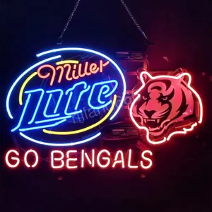 Insegna Neon Logo Birra Go Bengals Sport Stampa Acrilica 24"x16" Decorazione Sala Birra - Foto 1 di 3