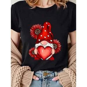 Women's Printed T-shirt, Round Neck, Suitable for All Seasons,Lounge Clothes - Picture 1 of 12