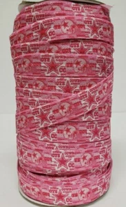 FOE, Dallas Cowboys, Logo Helmet Sq, Pink Fold Over Elastic 5/8" By the yard NEW - Picture 1 of 1