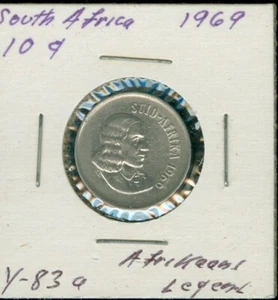 Moneda de 10 centavos de Sudáfrica 1969 gran detallada - Imagen 1 de 2